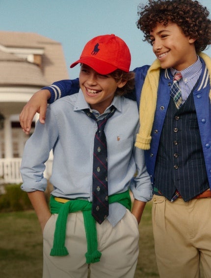 Boys wear spring attire at the Hamptons.