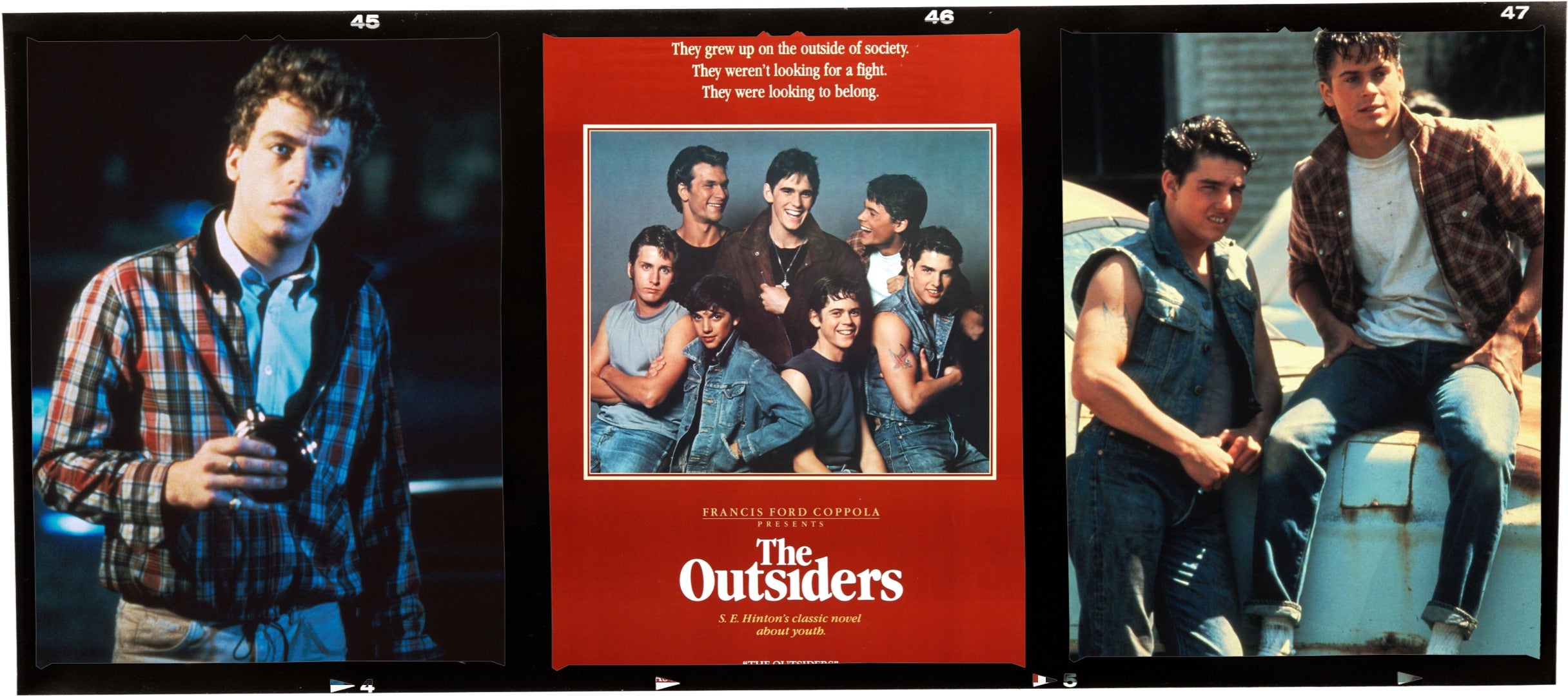 <strong>CLASHING STYLES</strong><br/><span><em>The Outsiders</em> captures the look of two distinctly American styles: classic prep and heritage workwear. Coppola&rsquo;s 1983 film adaptation featured a preposterously talented cast. Leif Garrett, in an oxford button-down and madras jacket, was the leader of the Socs&mdash;the rich kids&mdash;whose rivals were the Greasers, played by the likes of Tom Cruise, Matt Dillon, and Rob Lowe, who channeled James Dean. Below: In the musical, Sky Lakota-Lynch plays Johnny and Brody Grant plays Ponyboy. Clothes: RRL, Polo, and pieces from the Polo archive</span>