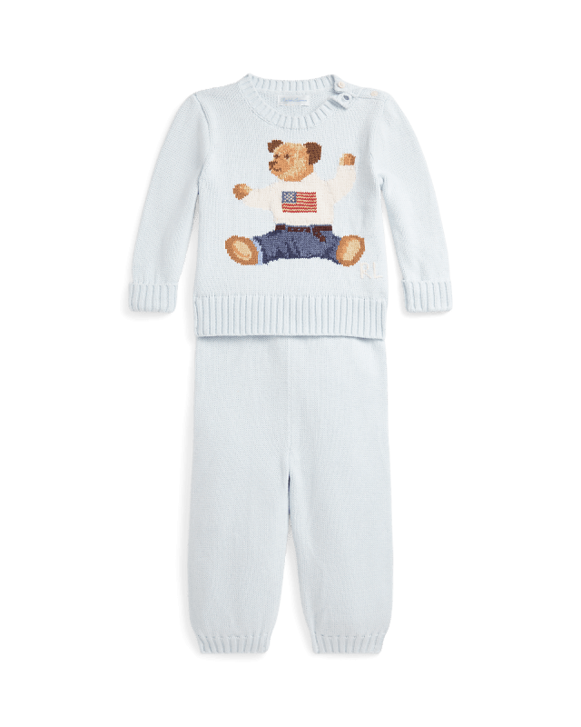 Polo Bear Cotton Sweater & Pant Set