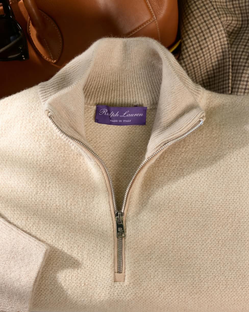 Birdseye Cashmere Quarter-Zip Sweater