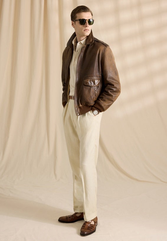 A look from Ralph Lauren’s Spring 2026 Milan presentation shown on model.