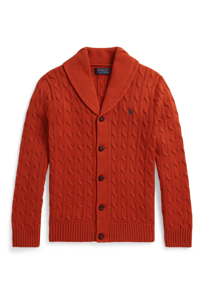 Cable-Knit Cotton Shawl Cardigan