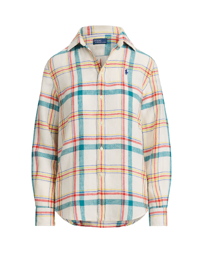 Classic Fit Plaid Linen Shirt